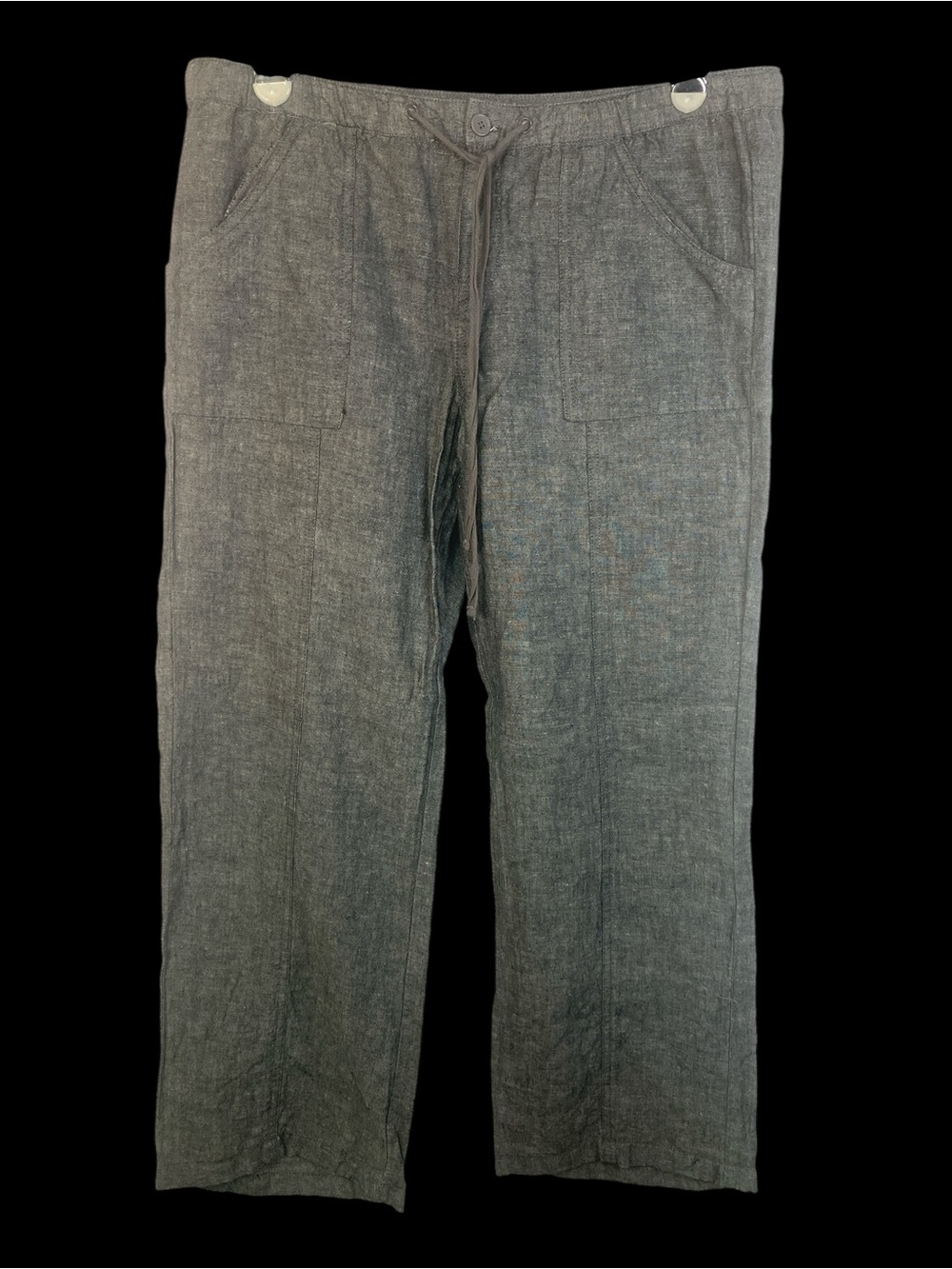 New York Company Gray Linen-Blend Casual Pants Women’s Medium